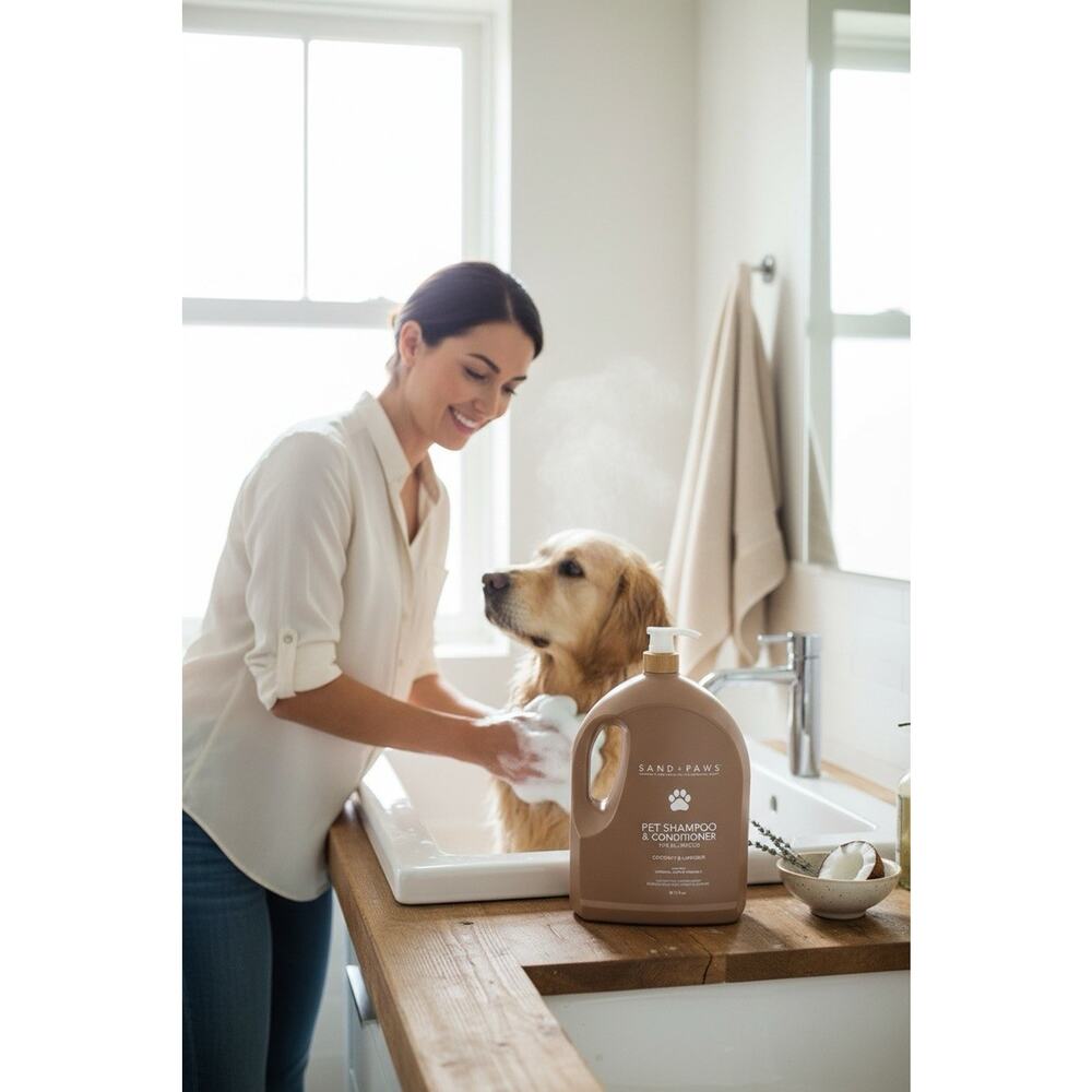 Sand + Paws Coconut & Lavender Pet Shampoo Conditioner w/ Vitamin E 81.1 Fl Oz